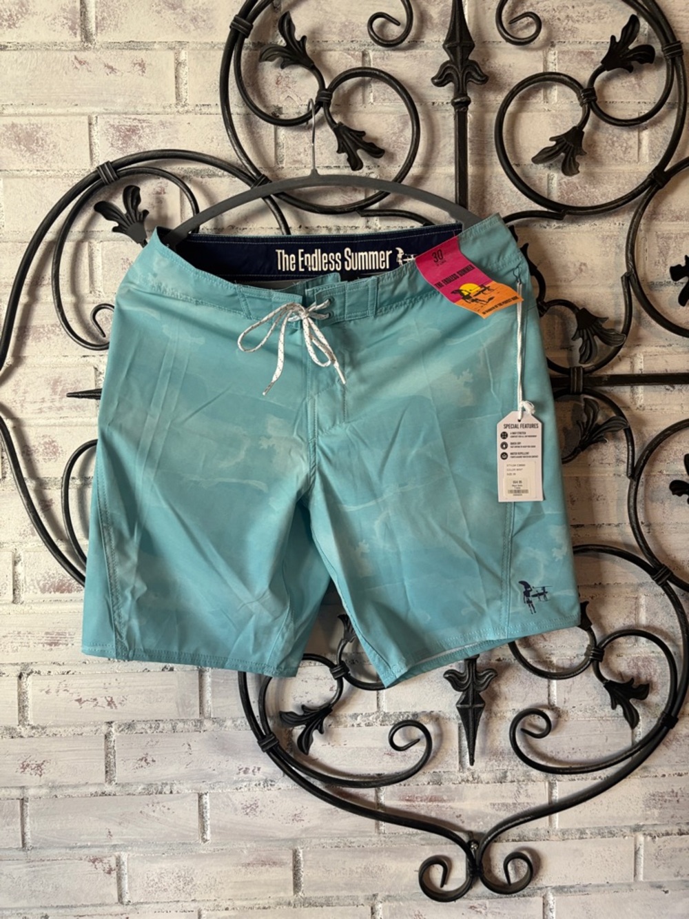 The Endless Summer Men's Light Teal Board Shorts - Quick-Dry Swim Trunks